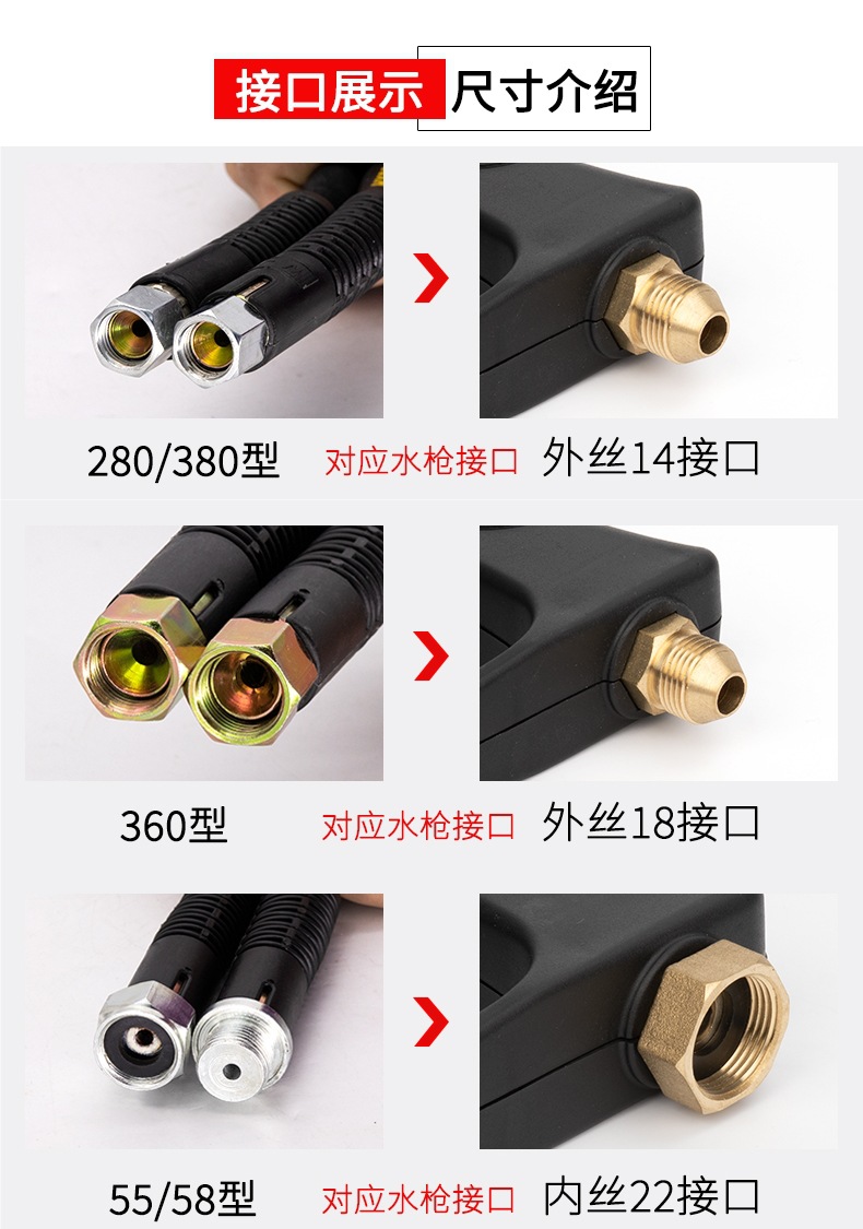 Car Wash Shop Special Supercharged High-Pressure Water Gun Head Car Wash Machine Gun Head Black Cat Powerful Cleaning Machine Quick Plug Car Spray Gun