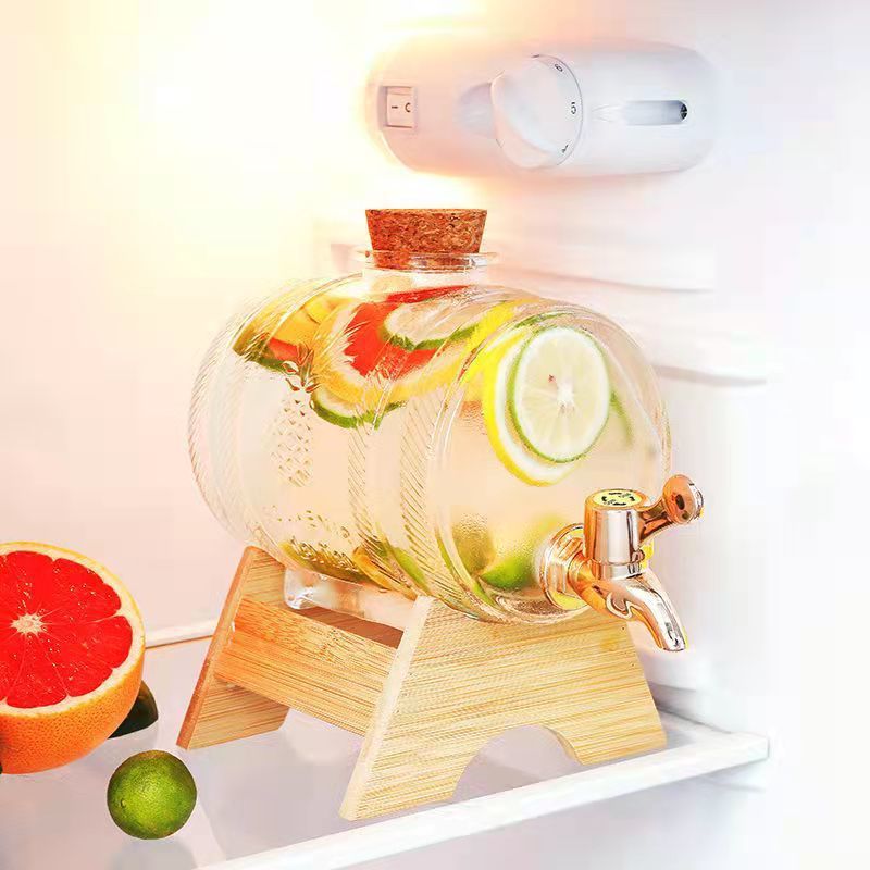 家用冰箱凉水壶带龙头玻璃瓶冷水壶果茶饮料自酿玻璃罐青梅泡酒桶