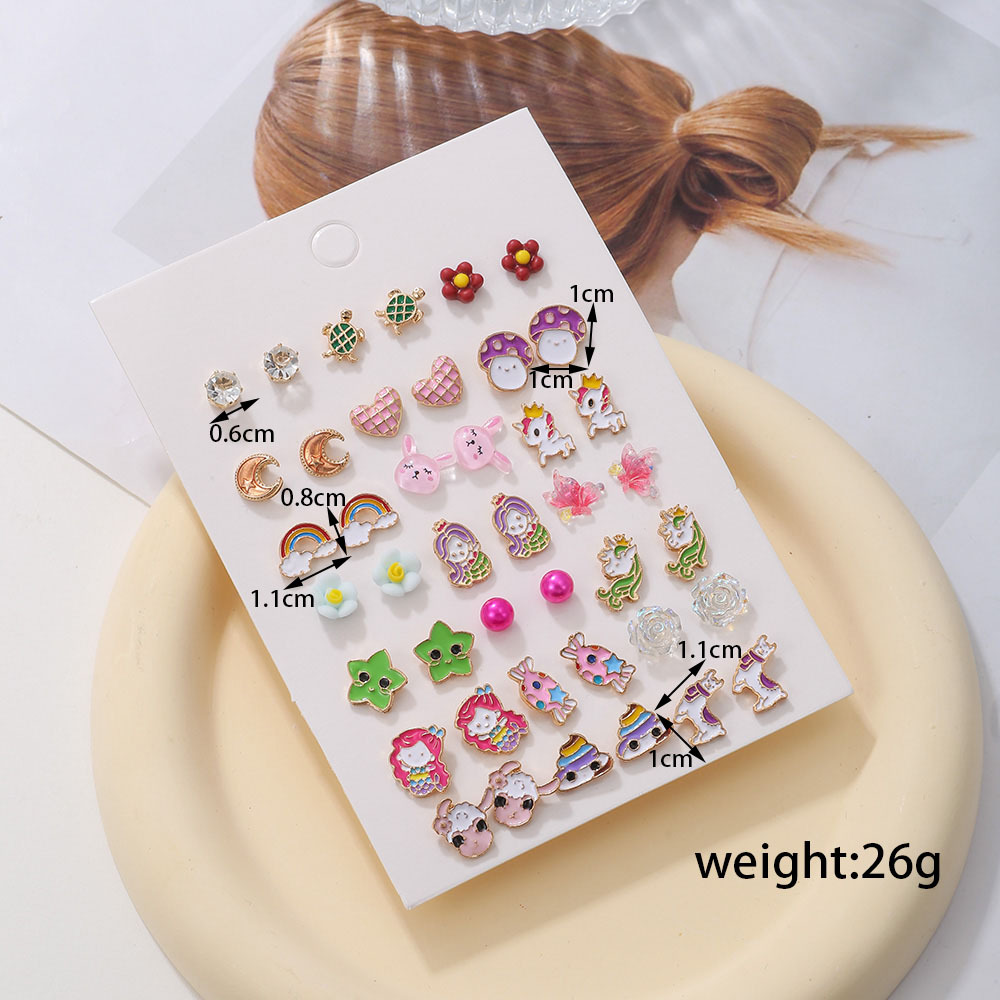 1 Set Cartoon Style Cartoon Enamel Alloy Ear Studs display picture 2