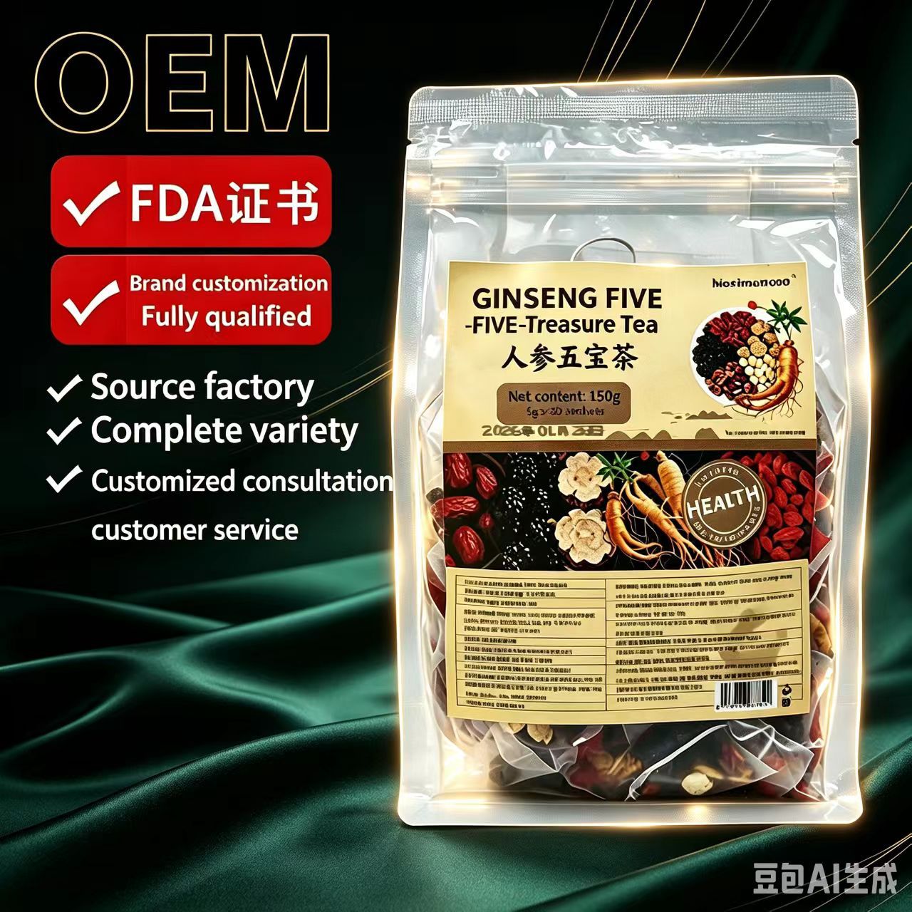 Ginseng Six Treasure Herbal Tea Ren Shen Liu Bao Dai Yong Cha 30 Bags 5g Each Daily Wellness Brew key features