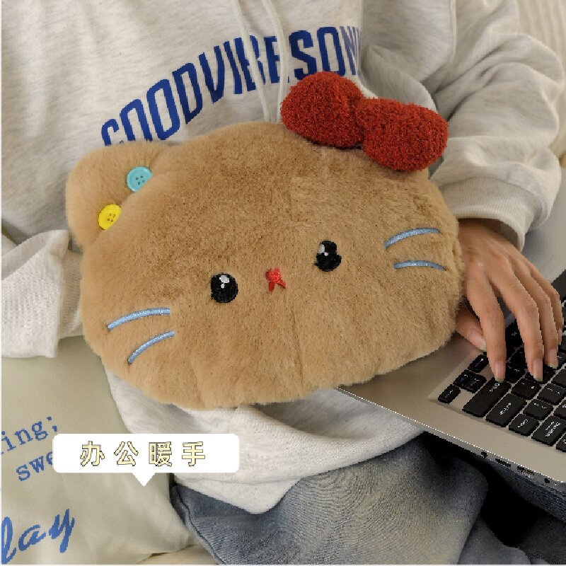 고양이 봉제 커버 충전식 온수찜질팩 손난로