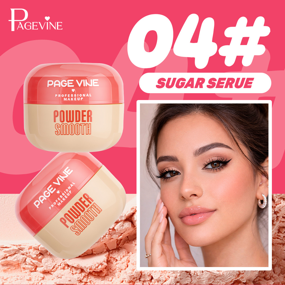 El polvo de maquillaje PAGE VINE transfronterizo es un polvo fino y ligero que se ajusta a un maquillaje mate suave y refrescante.