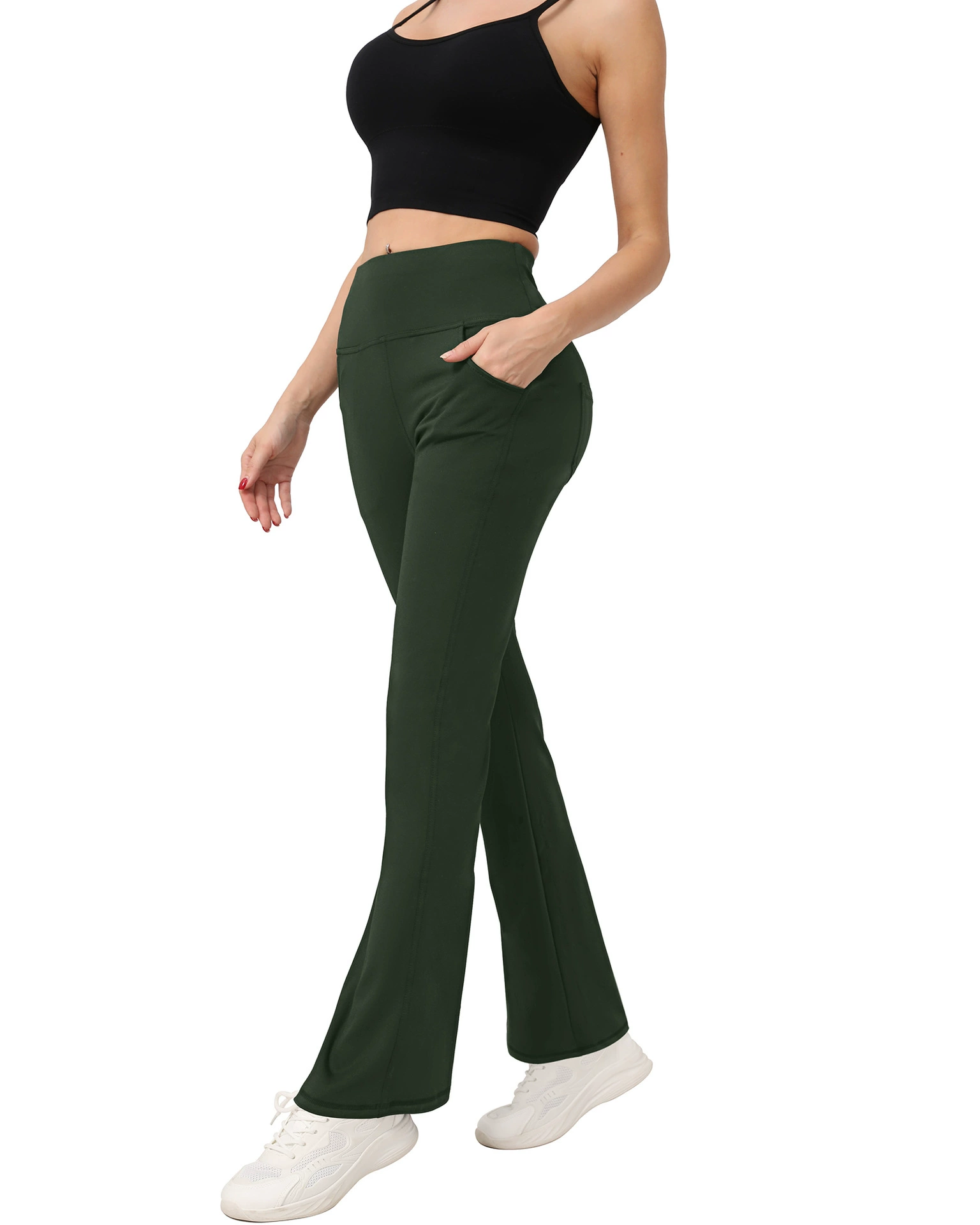 (Кросс-бордерная торговля), л leggings, спортивное туристическое нижнее белье для коррекции формы бедер, расклешенные брюки для спортивного зала, европейский стиль, новая коллекция, высокая талия