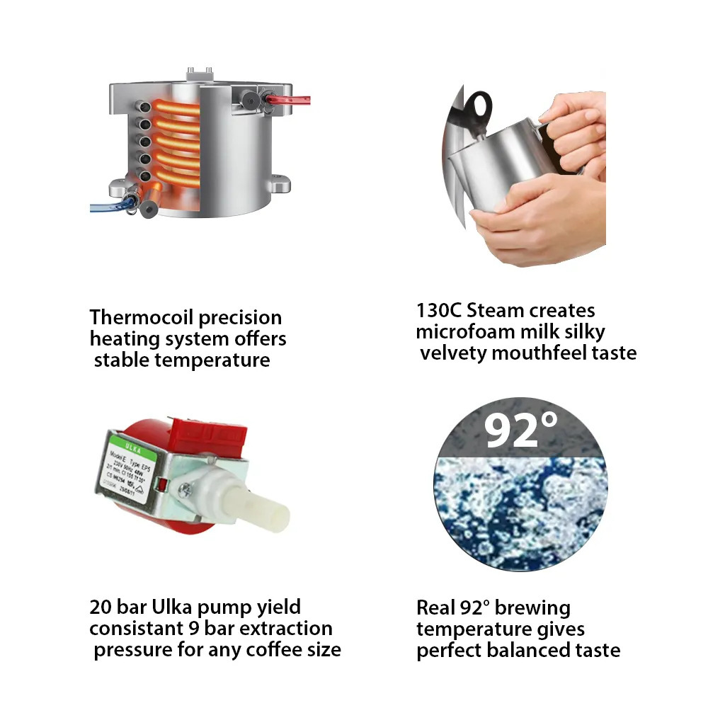 Espumador de Leche con Enchufe Europeo Estándar VDE, Bomba para Máquina de Café Espresso, Estilo Retro Vintage