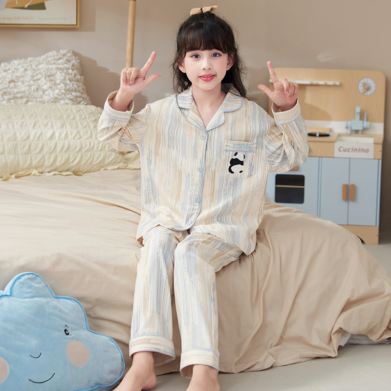 Pijamas de niñas 2025 nueva primavera y otoño algodón de manga larga delgada para niños ropa de casa para niños pequeños set