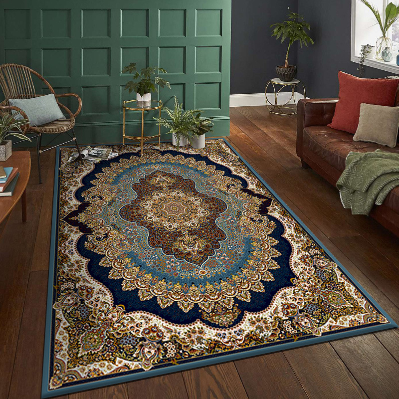 Il tappeto da tavolino Vintage Nordic Boho in stile persiano transfrontaliero in velluto di cristallo è delicato sulla pelle, traspirante, resistente allo sporco, facile da pulire._voghion.com