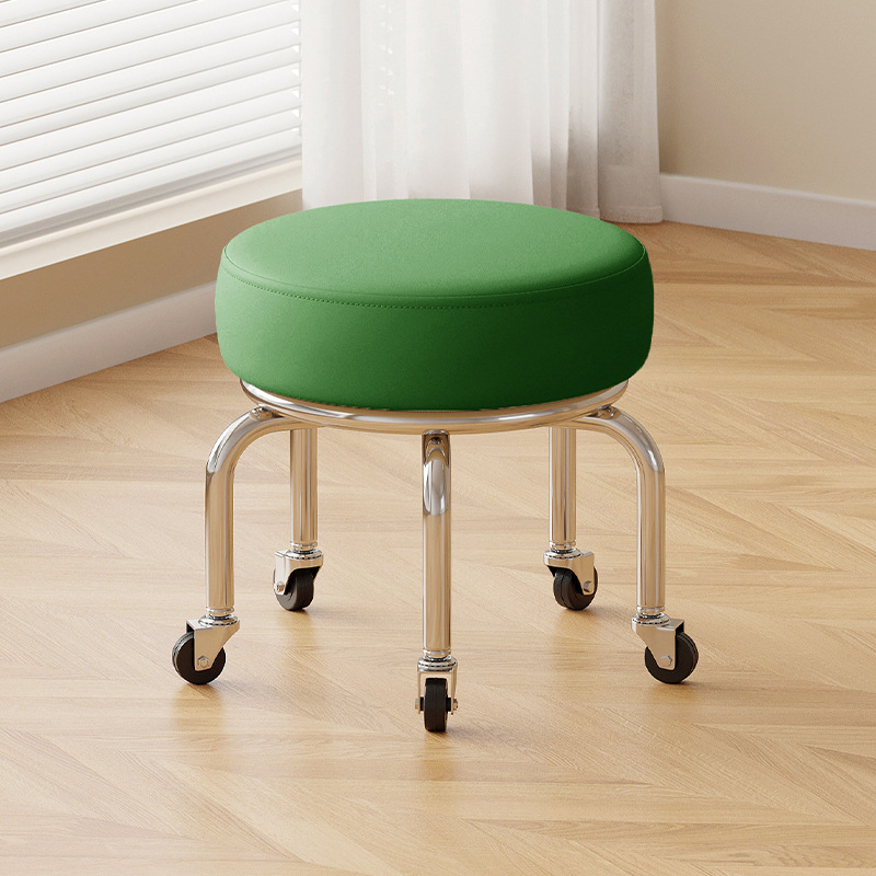 Polia doméstica taburete bajo rueda universal pequeño taburete silencioso rotativo taburete redondo móvil con artefacto moderno y simple