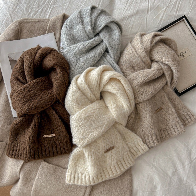 Alpaca Wool High-End Scarf for Women, Winter 2025 New Style, Wool Blend, Korean Style, Atmospheric Feel, Student Knitted Neck Warmer