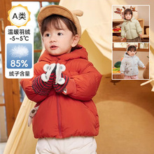 批发童装2025婴儿羽绒服秋冬新款男女小宝宝洋气红色连帽保暖外穿