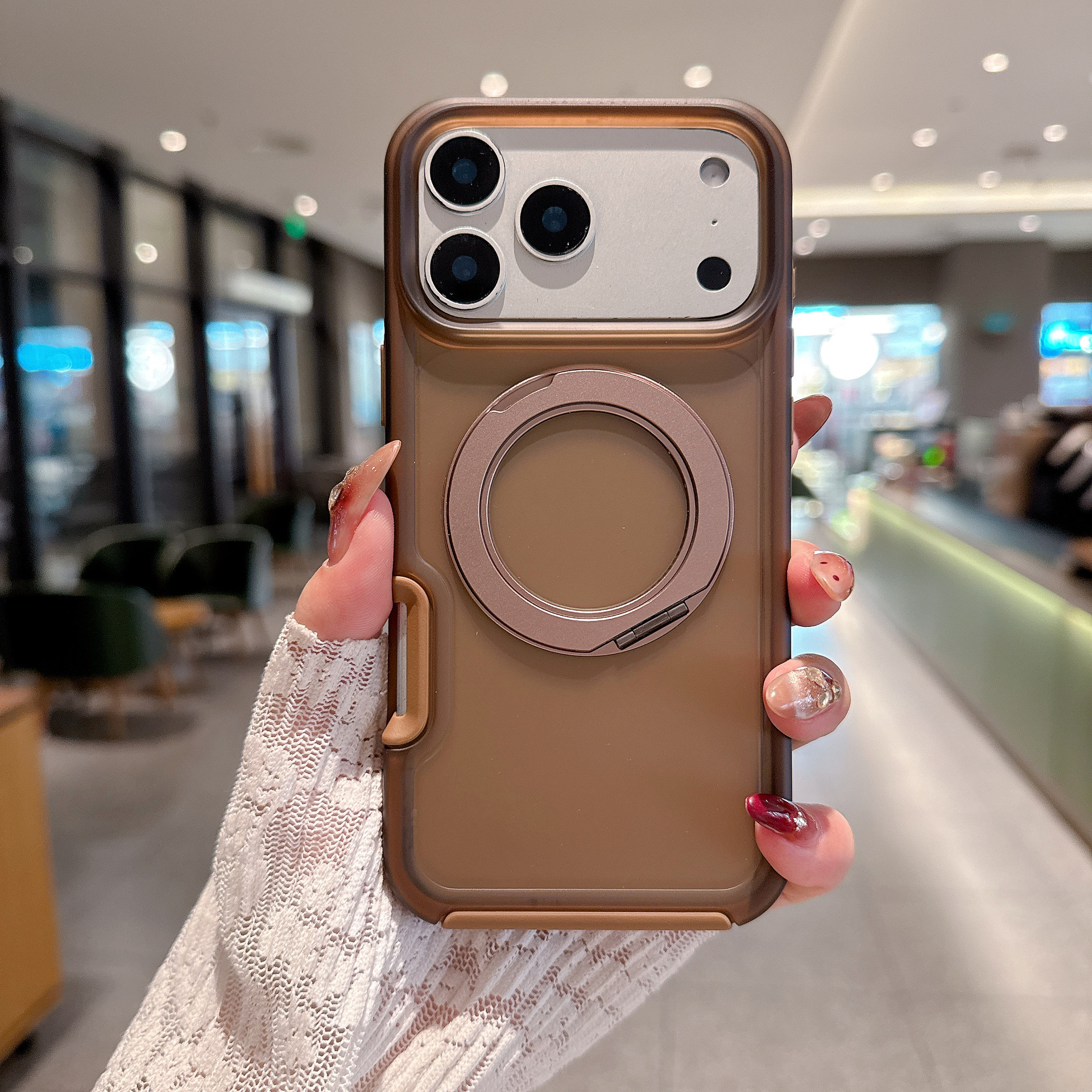 Nuevos productos de explosión transfronteriza adecuados para iPhone17PM 360 soporte grueso de caso de teléfono móvil, piel de caso de teléfono a prueba de caídas