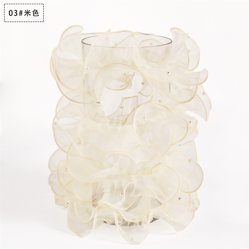 Fábrica de fiestas de flores al por mayor nuevos productos de color sólido perla envoltura flor flor flor florista hilo de malla de regalo hilo de decoración