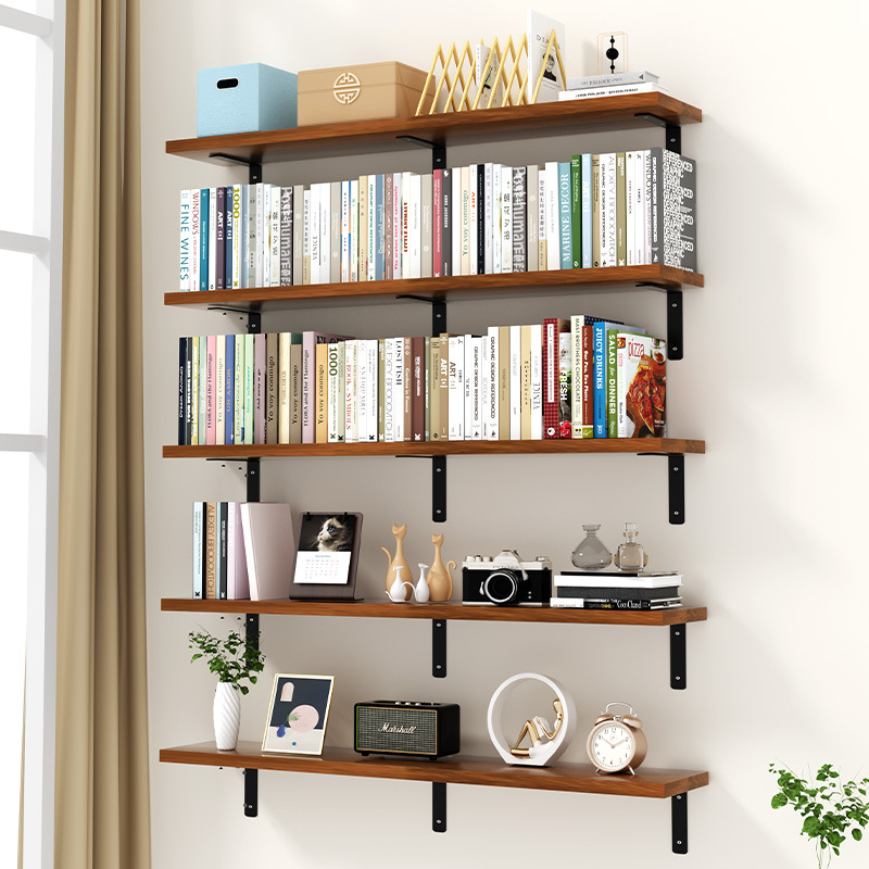 Estante de pared estante de pared estante de pared tipo estante de pared tipo estante de madera fijo soporte de pared superior estante de libro de tablero multicapa