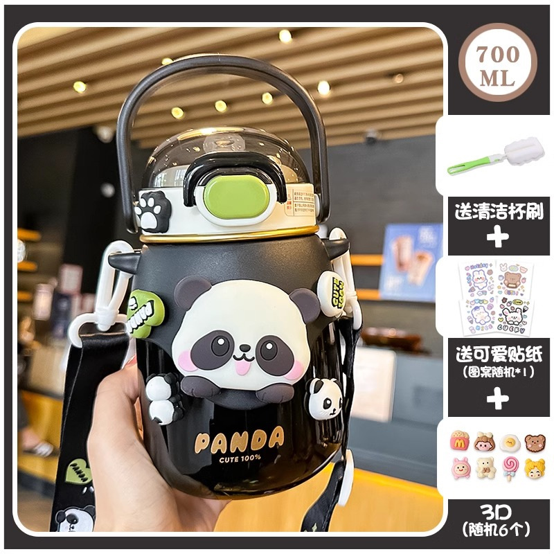 Taza de aislamiento para niños Panda, taza de gran capacidad, taza de paja de alta calidad para estudiantes de escuela.