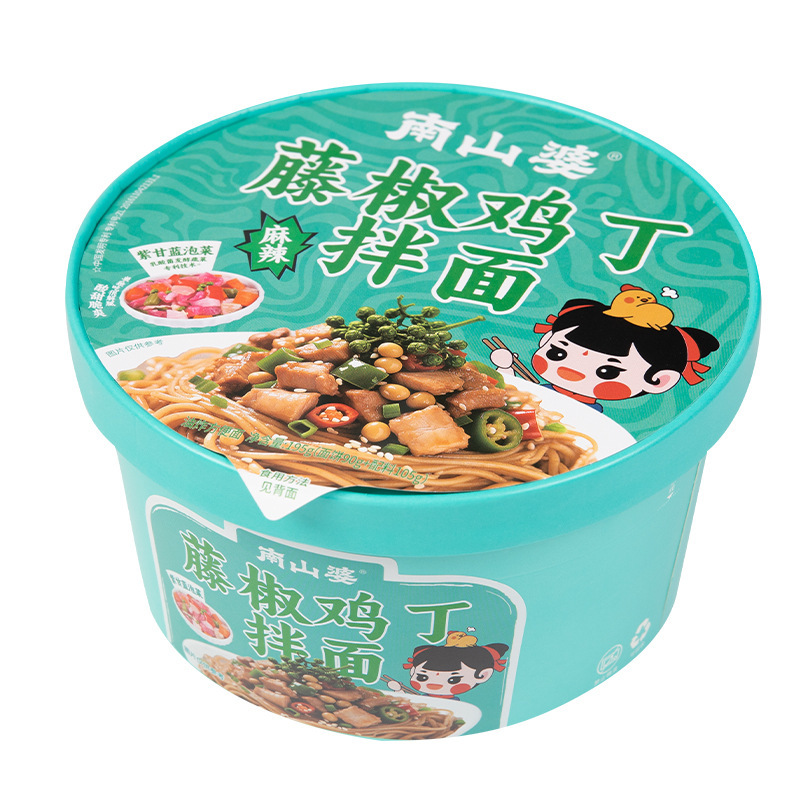 南山婆贵州藤椒鸡丁拌面方便面桶装泡面夜宵充饥网红零食185g|undefined