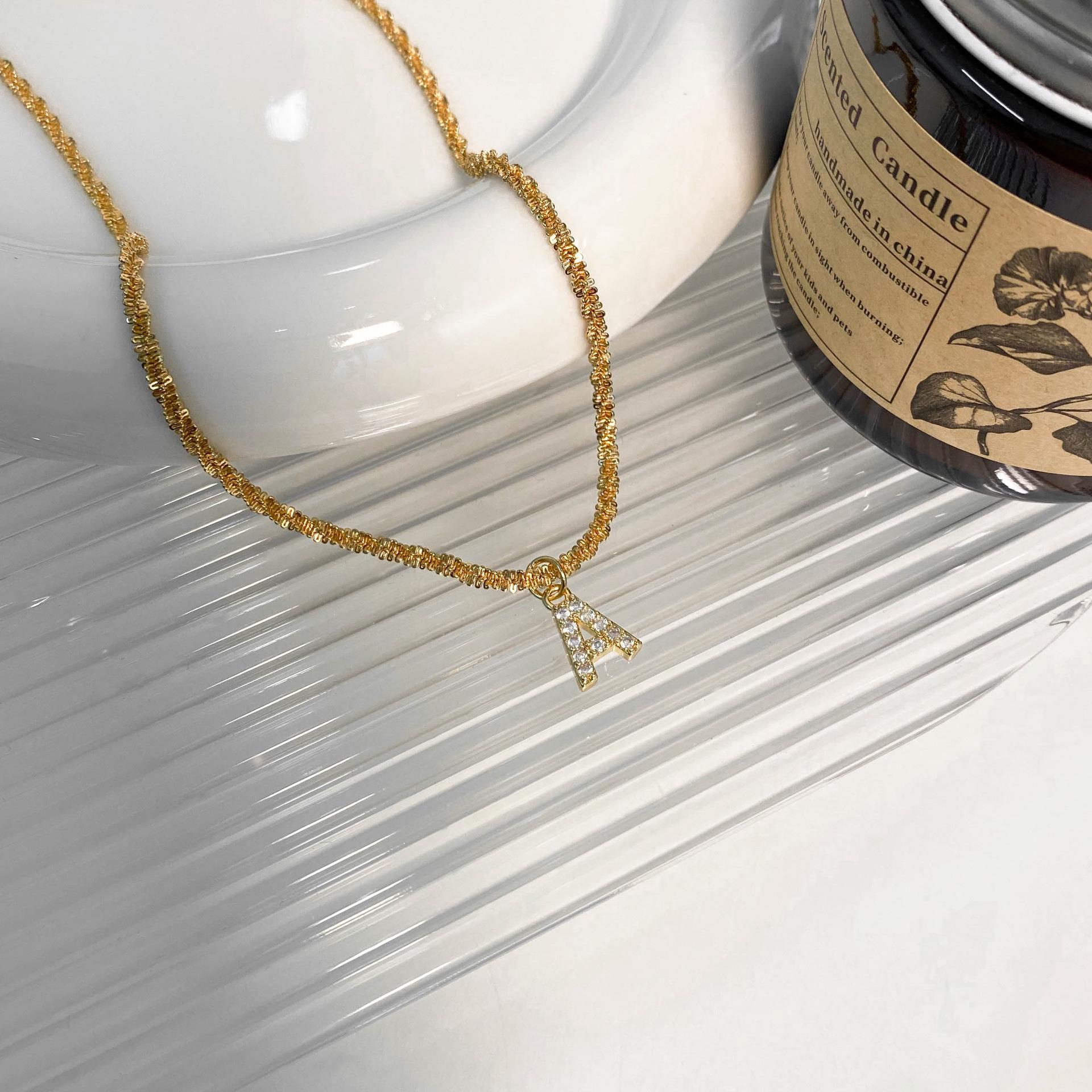 10g Weight Zircon Inlay Material Pendant Necklace Classification 1 Piece Quantity Holiday, Daily Occasion Titanium Steel Material Letter Pattern Women's Gender Plating, Inlay Design Simple Style, Classic Style Style Simple Style Classic Style Letter Titanium Steel Plating Inlay Zircon Pendant Necklace 19