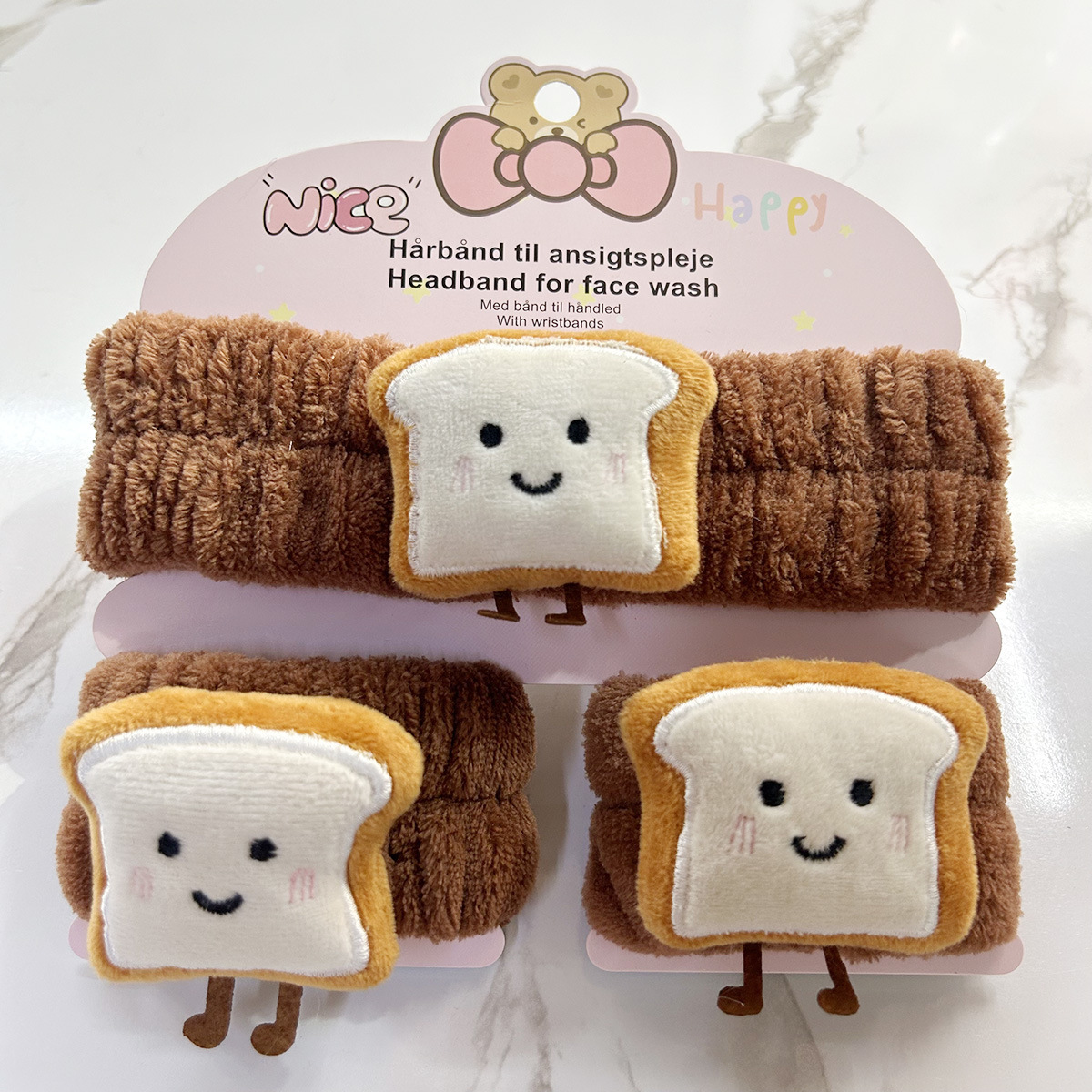 Banda de cabello de moda con tarjeta de papel dulce decoración de animales pequeños de peluche de lavado banda de cabello de dibujos animados correa de muñeca tridimensional