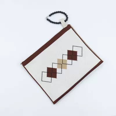 Car tissue box/set: tissue box bag car interior - black-beads-white-rhombus-paper-bag
