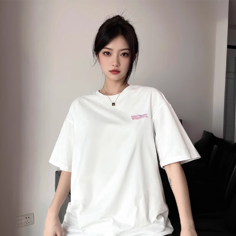 White Short-Sleeve T-Shirt for Women, Summer 2026 New Popular Design, Pure Cotton, Ins-Style Half-Sleeve, American Retro Trendy Brand Top