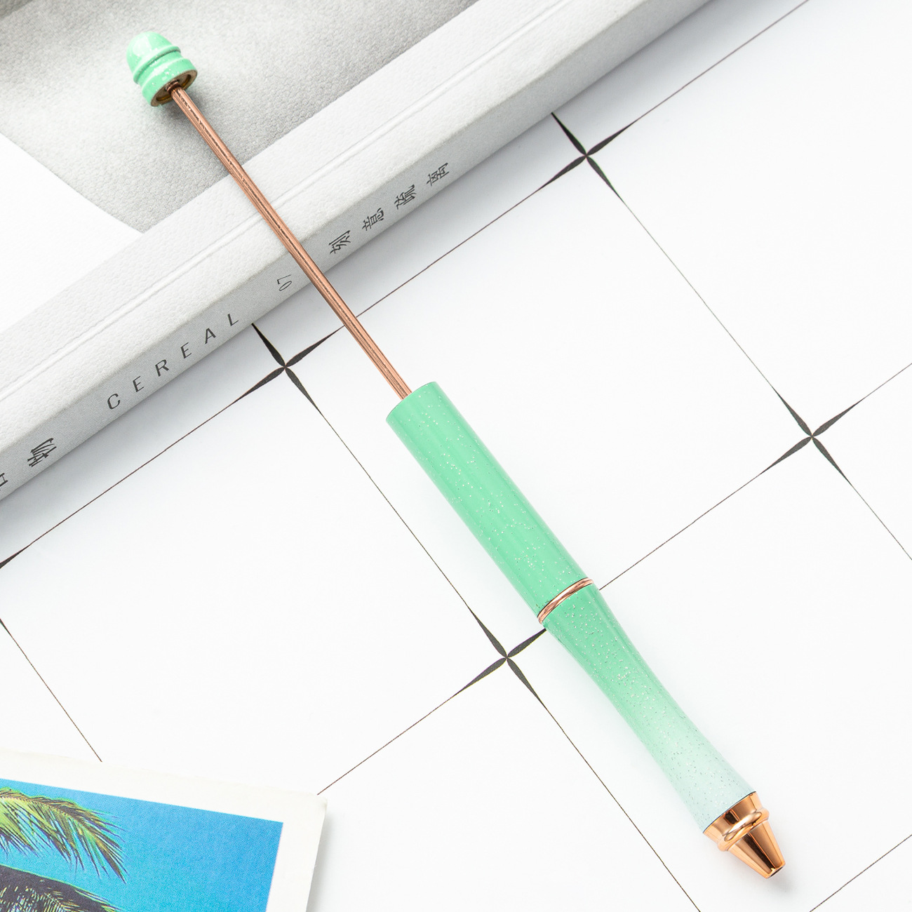 Pluma de cuentas de metal en stock al por mayor creativo con cuentas bolígrafo DIY bolígrafo personalidad metal DIY pluma con cuentas