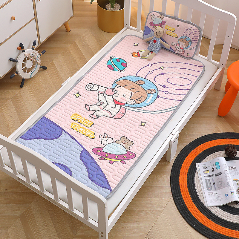 summer children latex summer sleeping mat thickening latex washing fold Cartoon kindergarten baby summer sleeping mat Buckwheat pillow