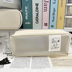 Ins日系半透明pvc筆袋高颜値学生大容量二重韓版潮文房具ケース収納袋