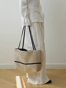 Japanese shoulder bag, capacious one-shoulder bag, linen bag, cotton and linen