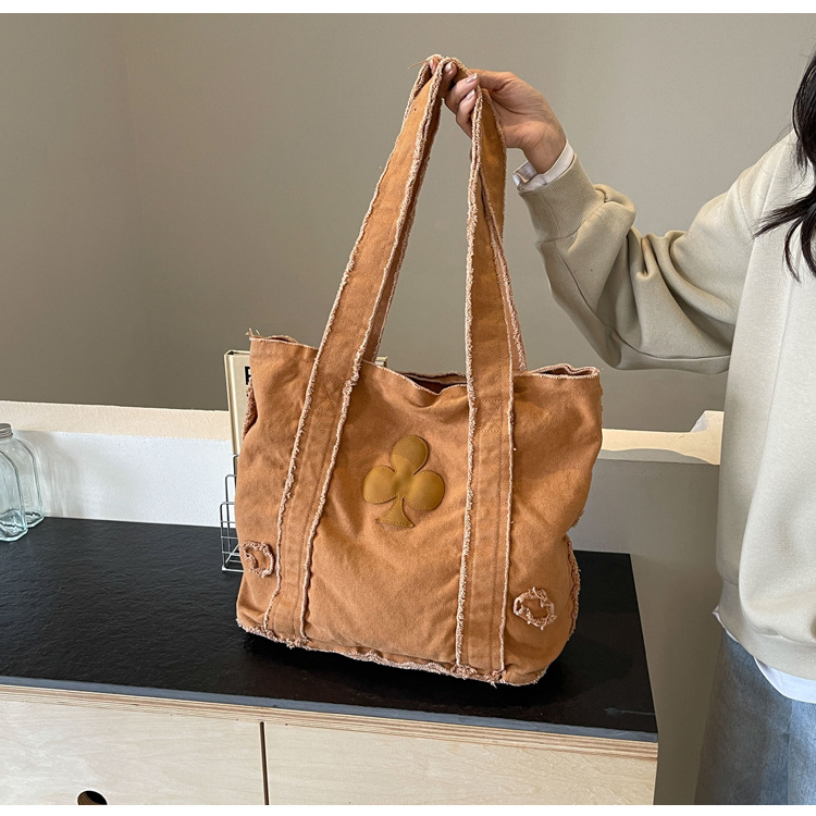 577g Weight Polyester Lining Material Sewing Thread Fashion Element Open Closure Type Double Handle Strap Type Tote Bag Bags Type Daily, Street, Shopping Occasion Canvas Material Solid Color Pattern All Seasons Season Women's Gender Streetwear Style Square Shape Large Size Women's Large Canvas Solid Color Streetwear Sewing Thread Square Open Tote Bag 1