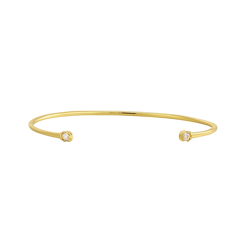 Регулируемая женская bracelet, цирконий, проба 925 серебро, простой и элегантный дизайн, 14K белое золото