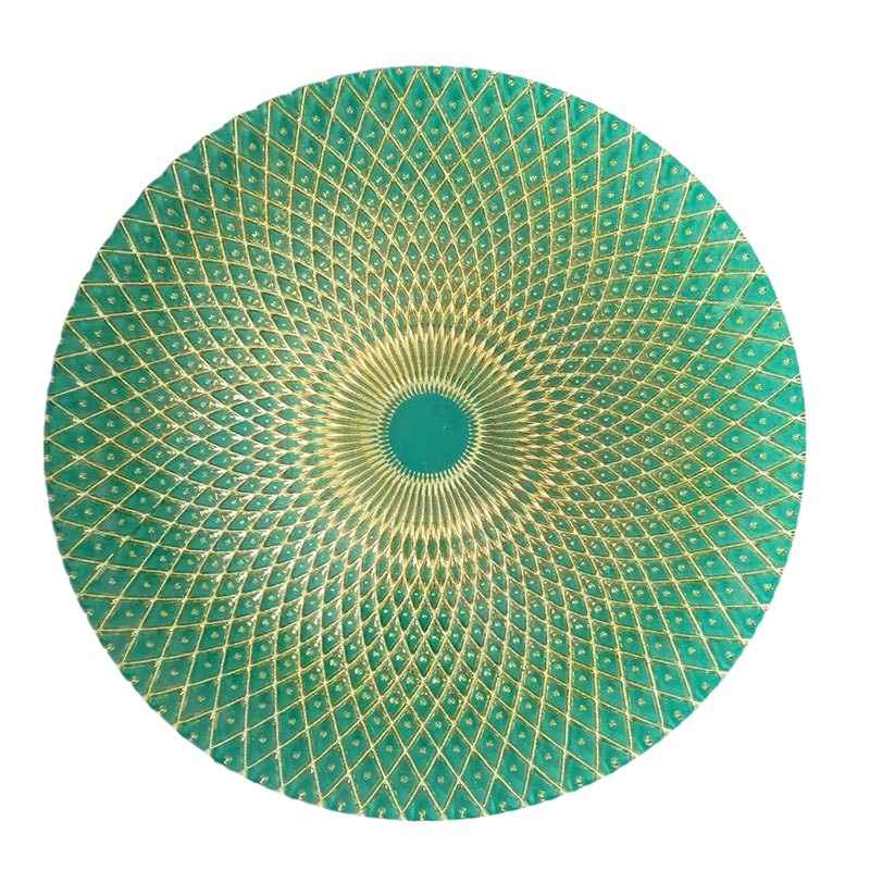 Bandeja redonda de vidrio de alto valor facial, Sala de estar, postre de ensalada doméstico, comida occidental, plato creativo