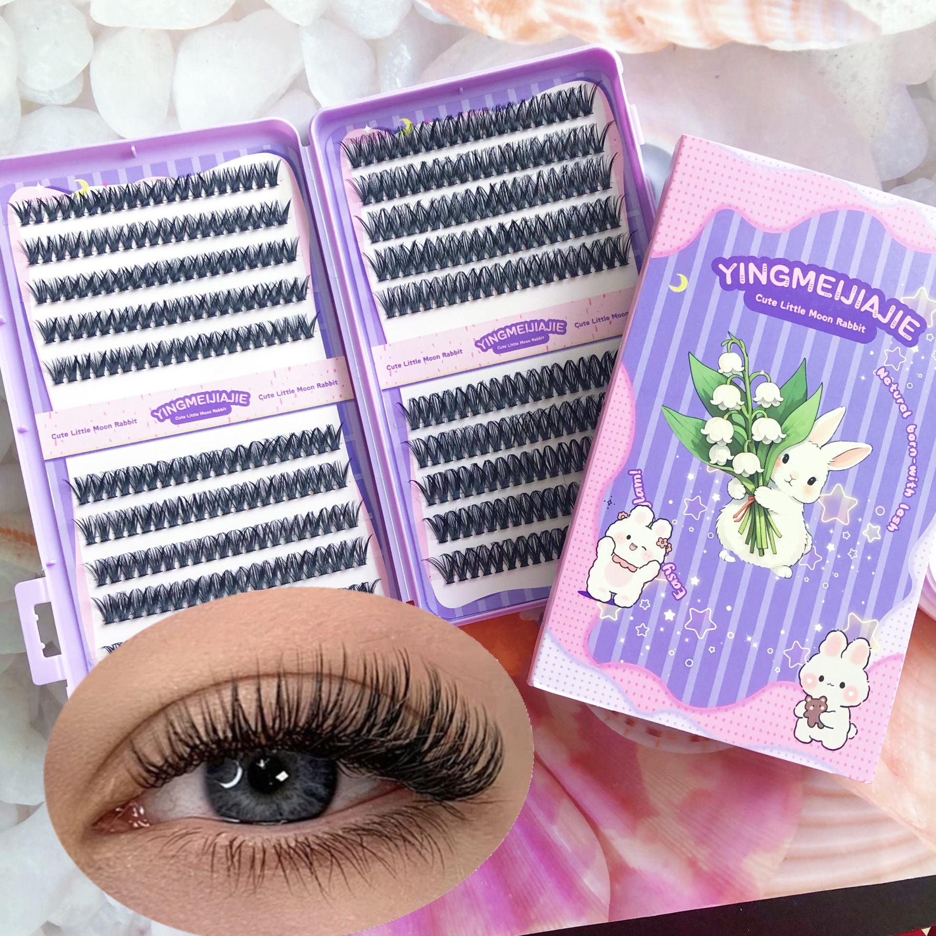 20 filas de paquete de caja de regalo de pestañas falsas transfronterizas, pestañas falsas densas, pestañas falsas sin pegamento.