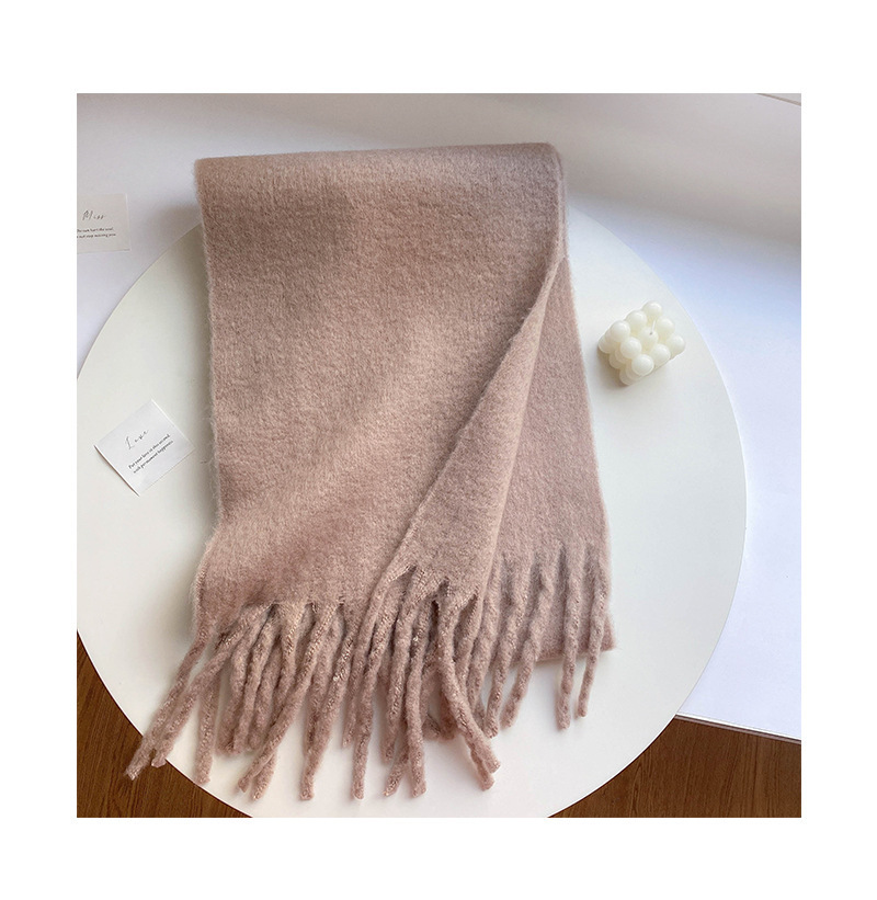 Solid Color Thickened and Extended Scarf for Women, 2026 Autumn and Winter New Korean Style, Versatile Winter Shawl for Students, Pink