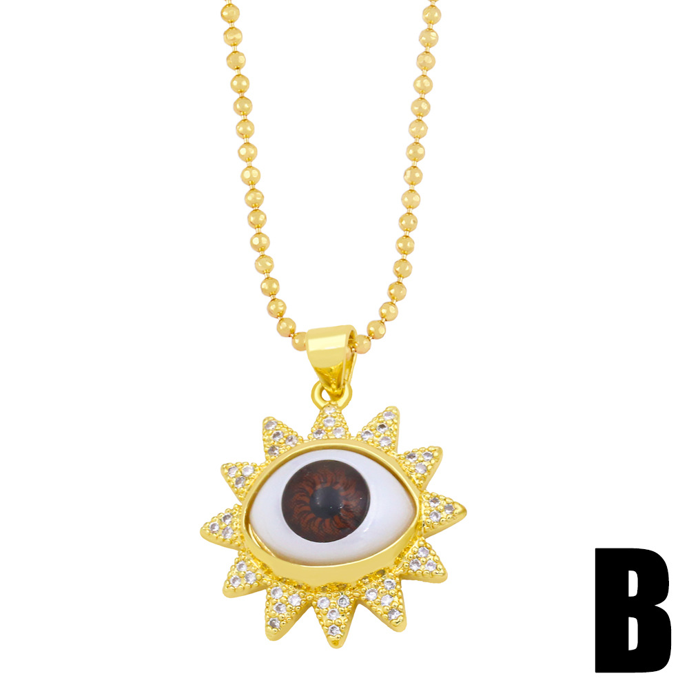 Devilu0027s Eye Pendant Necklace New Clavicle Chain Micro-inlaid Zircon Eyelash Necklace