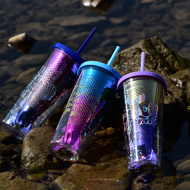 630g Weight Water Bottles Kitchen and drinking utensils 1 Piece Quantity Home, inside the car Occasion Plastic Material Sequins, Mermaid Tail Pattern Fashion Style Fashion Sequins Mermaid Tail Plastic Water Bottles 1 Piece 1