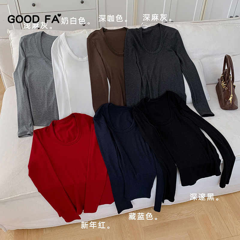 Good Fa 2025 Autumn and Winter Stretch Wool Spoon Collar Slimming Look Thickeneded Basic Bottoming Shirt 25603 Good Fa 2025 Autumn and Winter Stretch Wool Spoon Collar Slimming Look Thickeneded Basic Bottoming Shirt 25603