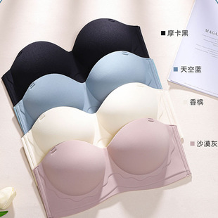 2023 New Sexy Seamless Half Cup Underwear Push-Up No Steel Rings Strapless Single-breasted Bra Gap Cross-Border