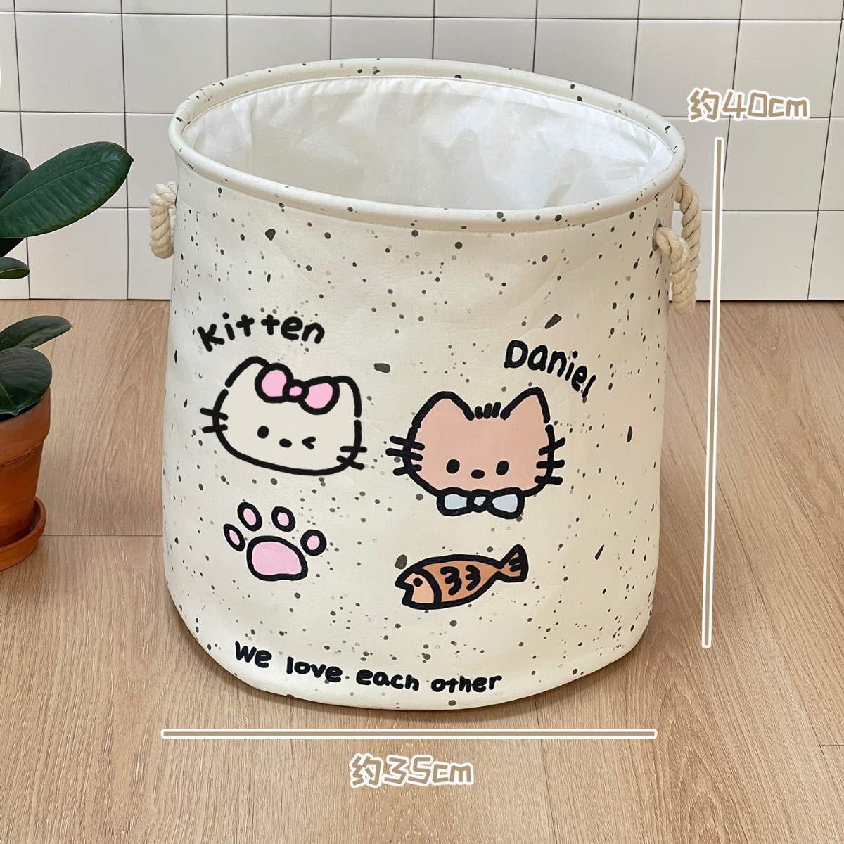Nueva canasta de ropa sucia de gato lindo de gran capacidad, canasta de almacenamiento de ropa de baño, cubo de almacenamiento de peluche plegable para el hogar