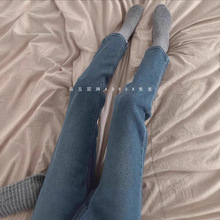 韵十八春夏季新孕妇牛仔裤九分小直筒弹力托腹裤子时尚孕妇装839