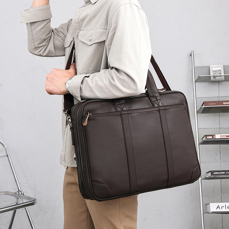 Nuevos hombres pu portátil maletín Oficina de conferencias de negocios gran capacidad 15,6 pulgadas Bolsa de computadora de una sola pieza entrega