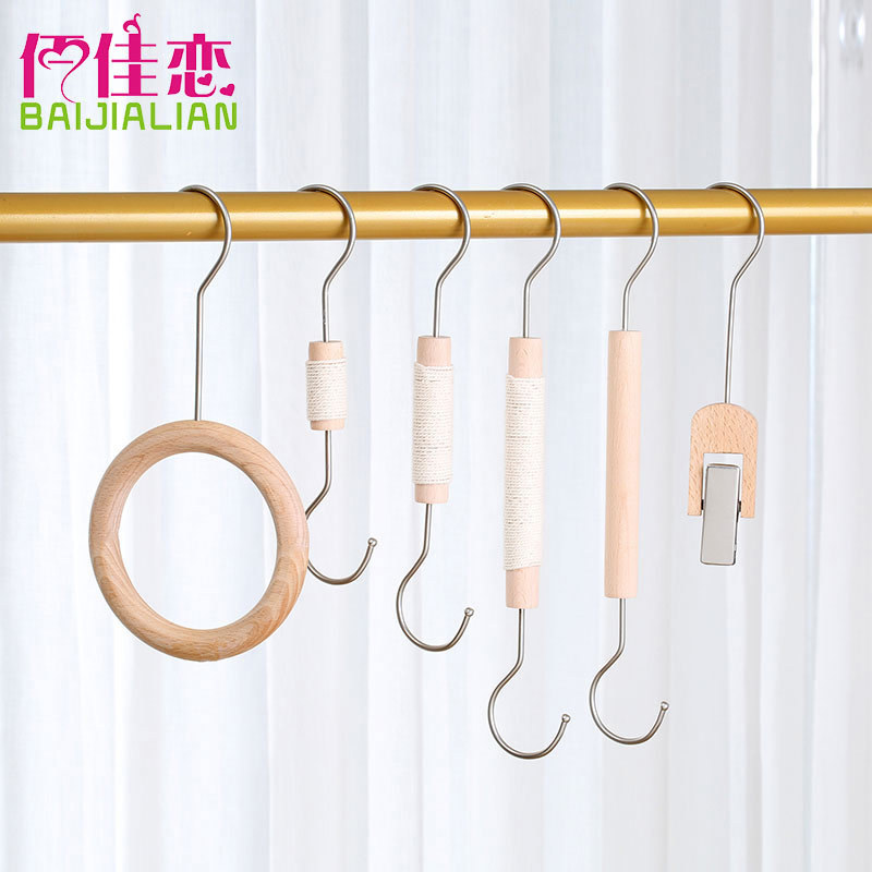 Beech S Hook Clothing Store Hanger Hanging Clothes Log Round Props Wooden Clothes Pants Rack Clip Scarf Rack Stick Wholesale