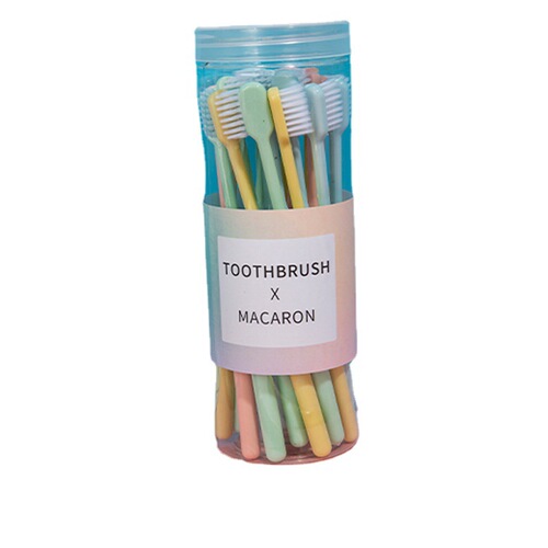 [20 Pack] Bucket Small Candy Color Toothbrush Adult Household Bucket Soft Bristle Toothbrush Macaron Color Toothbrush Wholesale