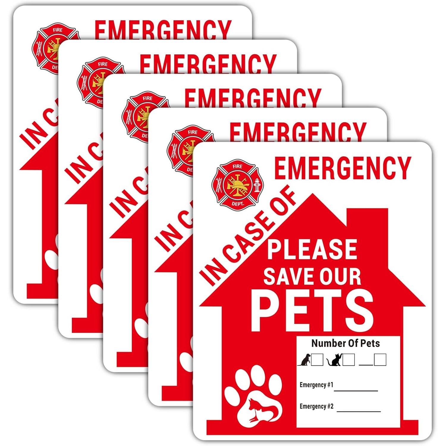 宠物安全警示贴纸5室内室外用防褪色红色背景