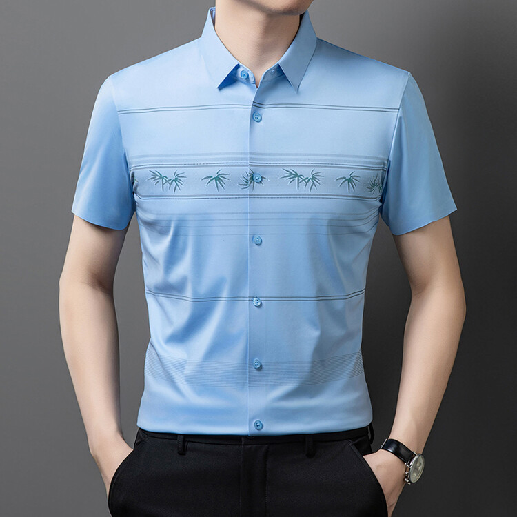summer silk men's breathable quick dry elastic shirt