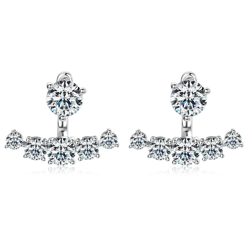Exquisite Women's Moissanite Stud Earrings in Sterling Silver, Elegant Holiday Gift for Her