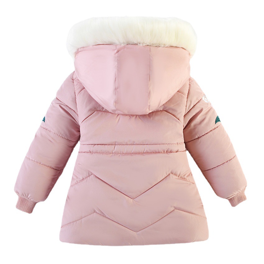 Samgami Baby Children's Clothing New Winter Girls Simple Hooded Cotton Outwear Girls Embroidered Cotton Outwear