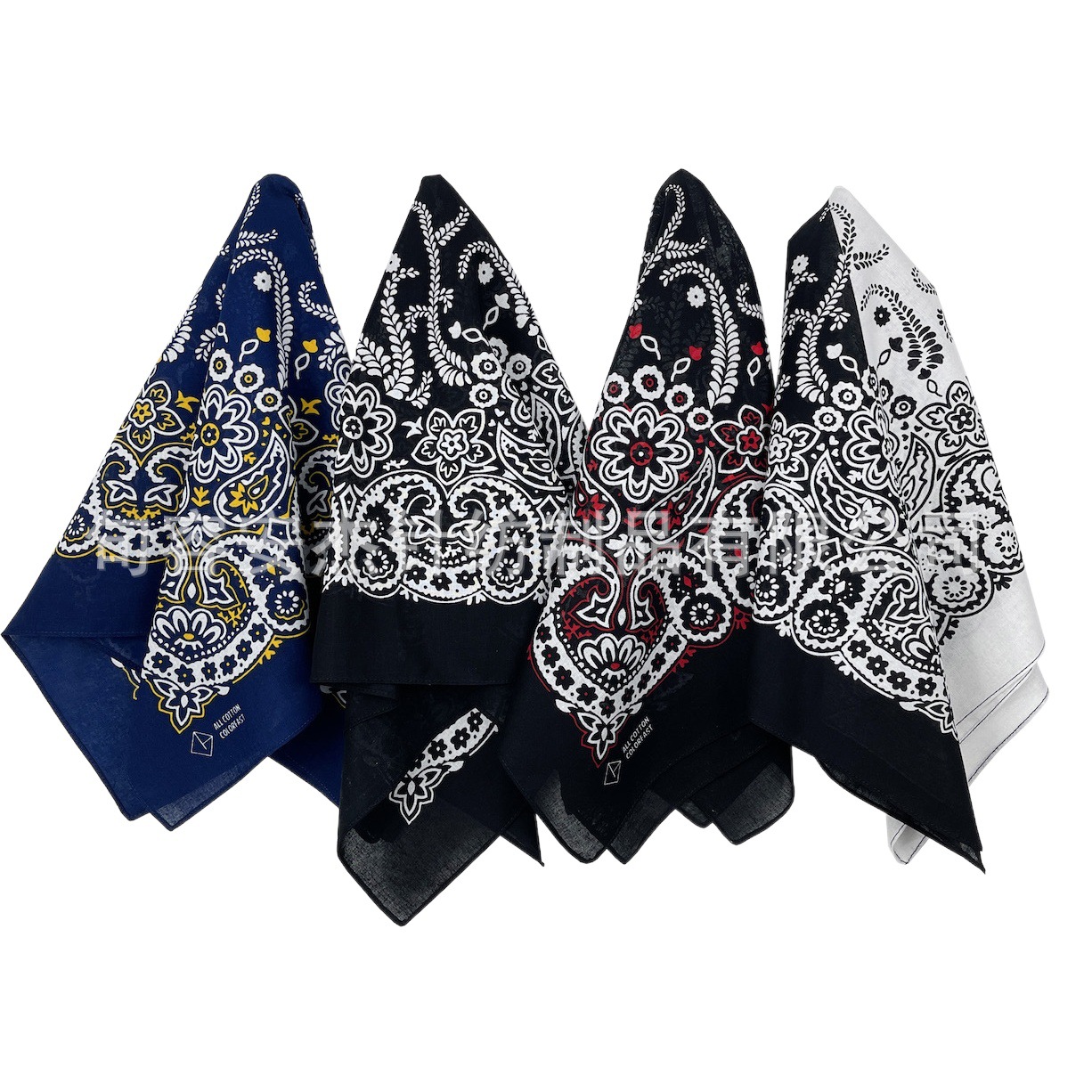 Amazon European and American cotton multi-functional amoeba cashew flower square scarf black and white stitching trendy hip hop headscarf hair band