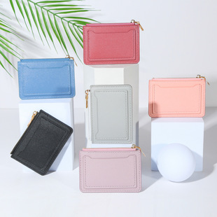2022 new wallet women's short wallet PU leather zipper niche design women's multi-card position solid color fixed logo
