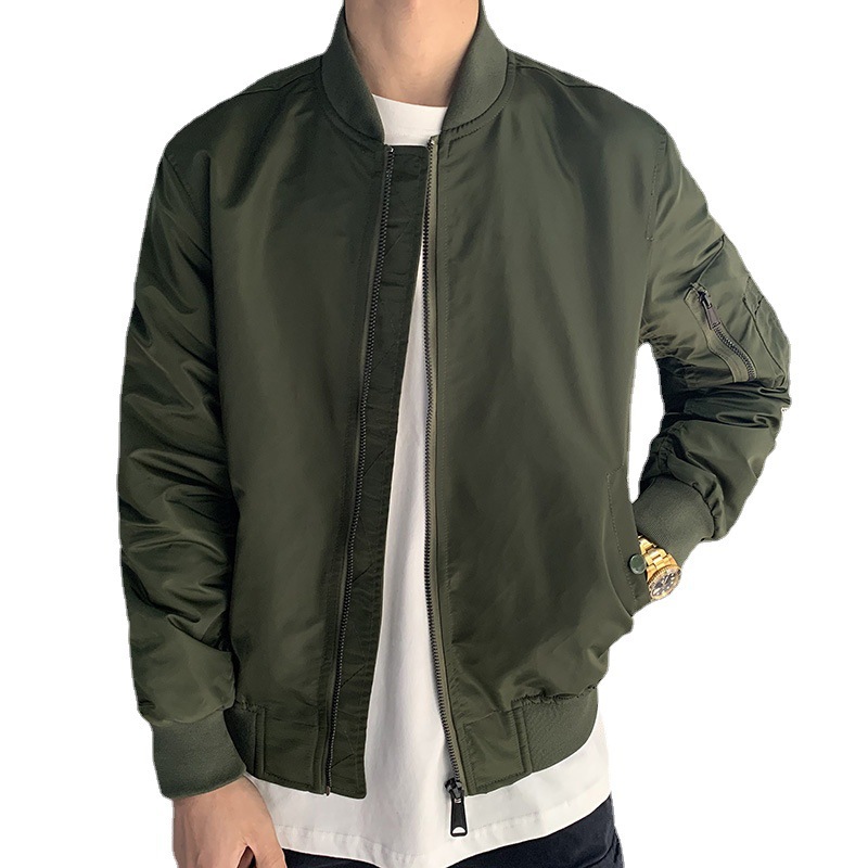 Air Force Bomber Jacket Men's New Solid Color Army Green Casual Baseball Clothes On Coat