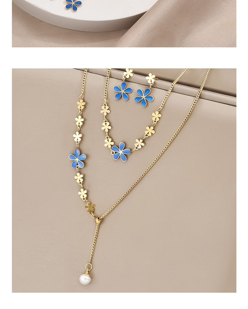 Holiday, Daily Occasion 316 Stainless Steel Material Flower Pattern Real Gold Plated Flower Titanium Steel Simple Style IG Style Waterproof Non Tarnish Bracelets Earrings Necklace