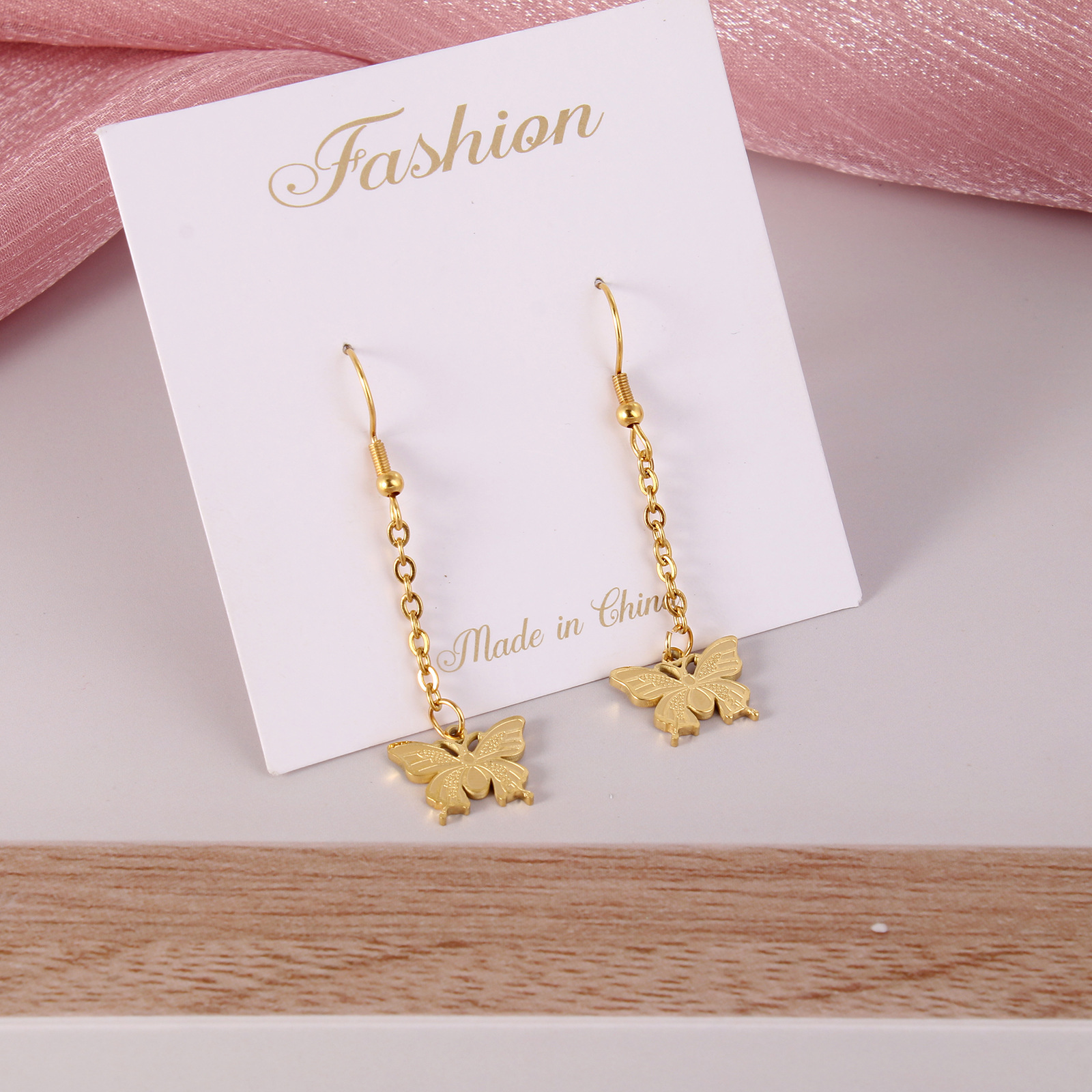 Fashion Butterfly Stainless Steel Plating Pendant Necklace