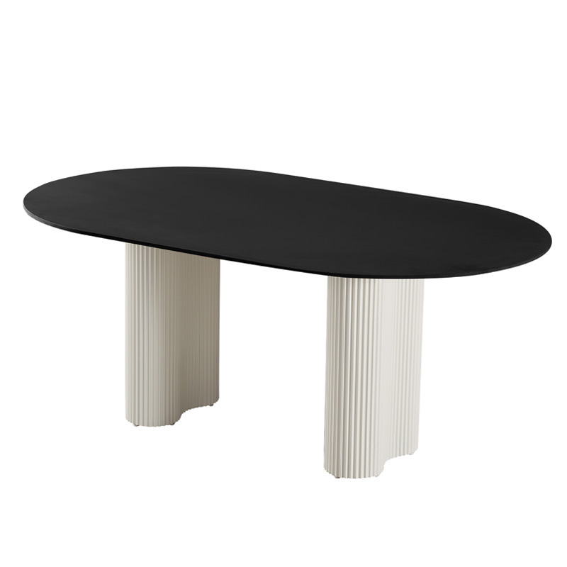 Mesa de comedor moderna y simple de tabla de roca casera estilo medieval nueva mesa de comedor casera hermosa mesa de piernas de maní